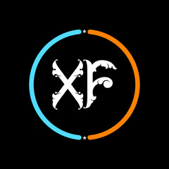 XF Letter Logo design. black background.