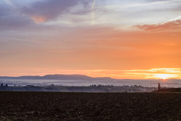 sunset over the field