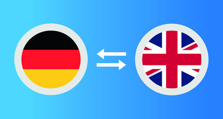 round icons with Germany and United Kingdom flag exchange rate concept graphic element Illustration template design
