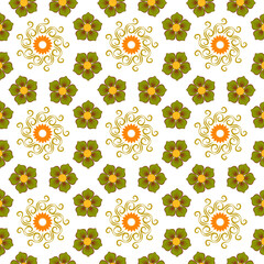 Color floral elements geometric pattern background vector graphics design.