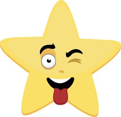 Vector cartoon character illustration of a star, winking and with his tongue out