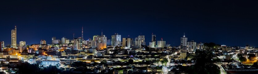 Fototapeta na wymiar Varginha, Minas Gerais, Brazil: Night view of the well-known city of et in the south of Minas Gerais
