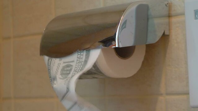 Using dollar toilet paper in 4k slow motion 60fps