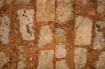 Vintage wall from shell rock background. Photo of the surface of the fortress