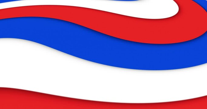 Abstract colored russian flag pattern lines motion seamless loop animation background.