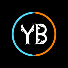 YB Letter Logo design. black background.