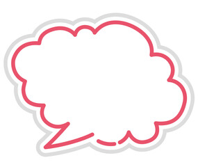 Illustration of a three-dimensional comment balloon and a speech balloon with a hand-drawn touch. Cloud-shaped speech balloon.