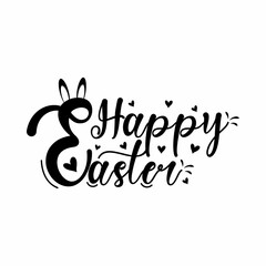 Happy Easter Text in Black and White. Happy Easter Vector illustration of hand-drawn calligraphy.