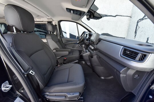 Renault Trafic SpaceClass. Cabin interior - front seats. 10-01-2021, Prague, Czech Republic.
