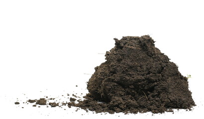 Soil, dirt pile isolated on white background
