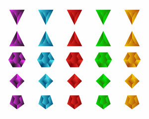 Set Of Slot Gem Icons In Five Colors