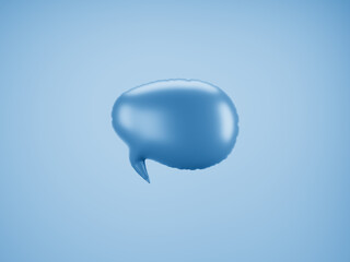 Blue Speech Balloon.  Speech balloon on  color background. Talk and think bubbles. 3d rendering