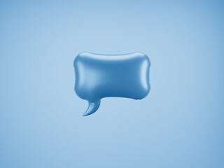 Blue Speech Balloon.  Speech balloon on  color background. Talk and think bubbles. 3d rendering