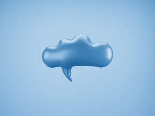 Blue Speech Balloon.  Speech balloon on  color background. Talk and think bubbles. 3d rendering