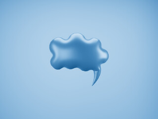 Blue Speech Balloon.  Speech balloon on  color background. Talk and think bubbles. 3d rendering