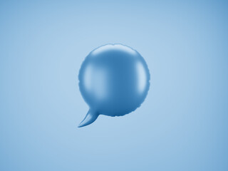 Blue Speech Balloon.  Speech balloon on  color background. Talk and think bubbles. 3d rendering