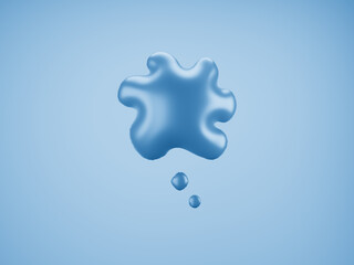 Blue Speech Balloon.  Speech balloon on  color background. Talk and think bubbles. 3d rendering