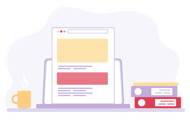 Workplace in the office. Workplace at home. Freelancer, student, office worker. Vector illustration in a flat style