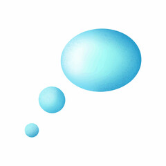 blue colored thought bubble placed on white isolated background. vector illustration 
