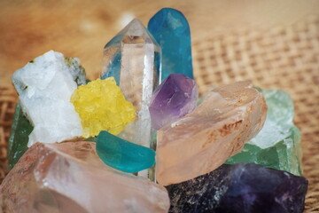 Semi-precious stones and other minerals of different colors and types