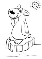 cartoon polar bear in arctic coloring book page