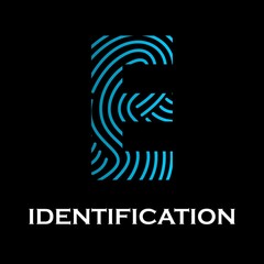 Letter e with fingerprint design logo template illustration