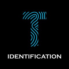 Letter t with fingerprint design logo template illustration