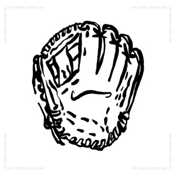 Vector baseball glove, outline. Sports equipment.