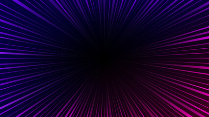 Burst beam abstract background. Fantastic neon sunburst pattern. Motion and explosion effect. Neon light banner with star flash. Purple and pink radial ray pattern. Abstract sunbeam, sunlight. Vector