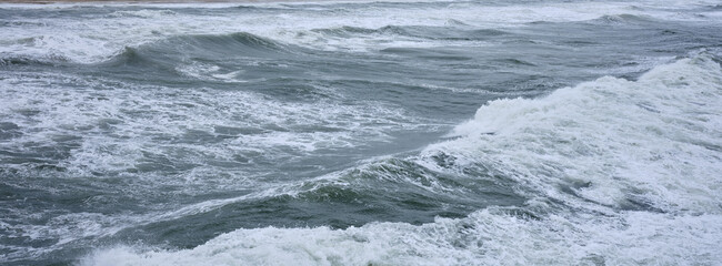 Fototapeta premium Large swells off the cost of the Outer Banks of North Carolina during a storm