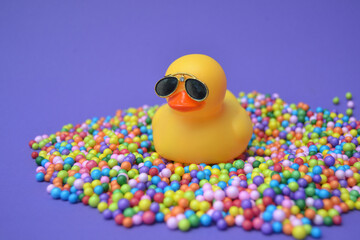 rubber duck on colorful background