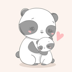 Obraz na płótnie Canvas Vector illustration of mother's day. Panda hug.