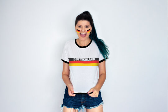 Woman cheering for germany sport team