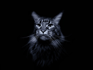 Main Coon Portrait in schwarz weiß