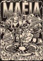 Mafia and money monochrome poster