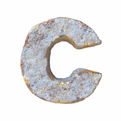 Stone with golden metal particles Letter C 3D