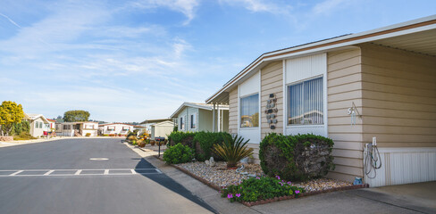 Mobile home park, age-restricted (55+) community in Oceano, California, street view