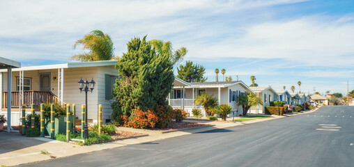 Mobile home park, age-restricted (55+) community in Oceano, California, street view