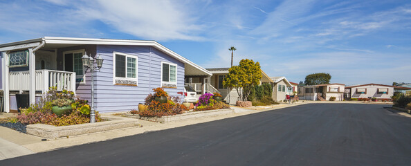 Mobile home park, age-restricted (55+) community in Oceano, California, street view