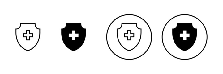 Health insurance icons set. Insurance health document sign and symbol