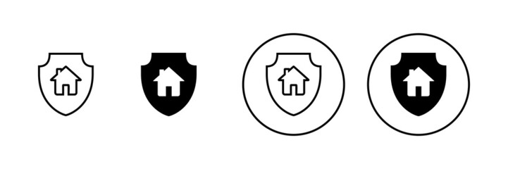 house insurance icons set. house protection sign and symbol