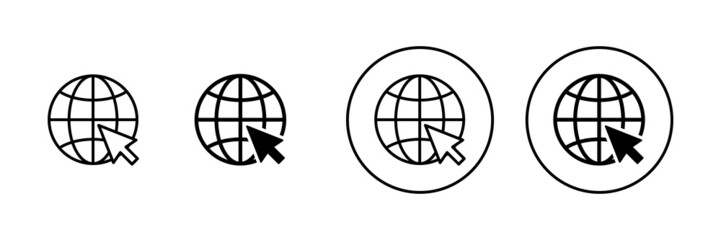 Web icons set. go to web sign and symbol. web click icon. Global search icon