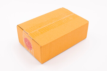 Brown cardboard boxes for packing parcels in online sales placed on a white background.