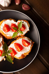 Bruschetta with Tomatoes and Basil.