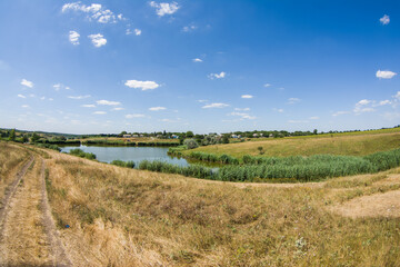 landscape with river and blue sky