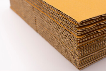 Brown cardboard boxes for packing parcels in online sales placed on a white background.