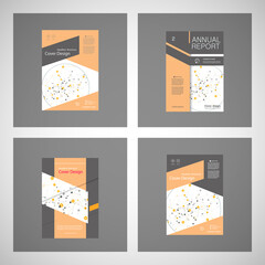 Abstract polygonal geometric shape with molecule structure style. Connect lines and dots. Vector cover brochure design