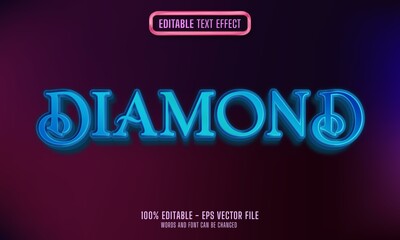 3d blue diamond text style effect on dark purple background