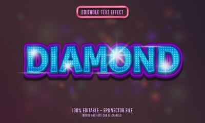 Diamond blue luxury editable text effect style template in Bokeh lights effect on dark background