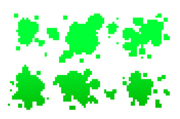 Fototapeta na wymiar Pixel Art Green Paint Splatter Background